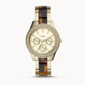 FOSSIL STELLA TWO-TONE STAINLESS STEEL AND ACETATE LADIES WATCH ES4756