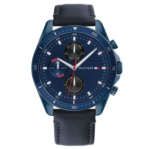 TOMMY HILFIGER PARKER BLUE DIAL LEATHER STRAP WATCH| TH1791839